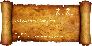 Kolovits Kardos névjegykártya